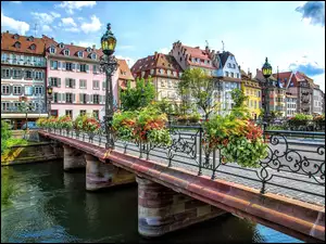 Most, Strasburg, Kolorowe, Francja, Kamienice, Rzeka