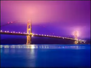 San Francisco, Oświetlony, Most Golden Gate