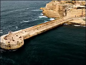 Morska, Malta, Domy, Morze, Latarnia