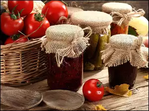 Koszyk, Przetwory, Pomidory, Jedzenie
