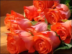 Róż, Bukiet, Pomarańczowych