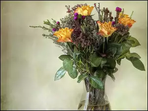 Bukiet, Róże, Kwiatów, Polne