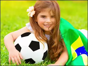 Świata, Brazylijska, Piłka, Dziewczynka, 2014, Flaga, Mistrzostwa