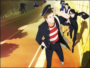 anime, Sakamichi no Apollon, mundurek, chłopak, ulica