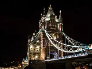 Anglia, Tower Bridge, Noc, Miasto, Londyn