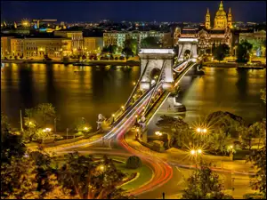Budapeszt, Noc, Rzeka, Most