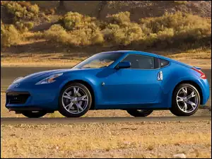Niebieski, 370Z, Samochód, Nissan