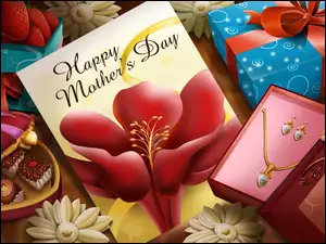 Czekoladki, Kwiaty, Dzień Matki, Prezenty, Napis, Biżuteria
