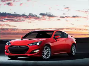 Czerwony, Coupe, Hyundai, Genesis