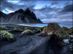 Morze, Islandia, Góry, Chmury