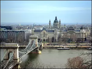 Łańcuchowy, Rzeka, Budapeszt, Panorama, Węgry, Miasta, Most, Dunaj