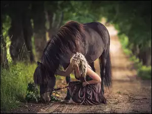 Dziewczyna, Droga, Koń