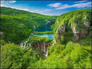 Góry, Park Narodowy Plitvice, Jeziorko, Wodospad