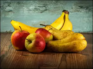 Gruszki, Kompozycja, Banany, Owoce, Jabłka