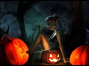 Halloween, Dziewczyna, Dynie