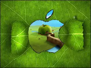 Zielone, 3D, Logo, Apple