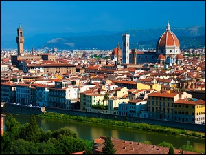 Florencja, Miasta, Włochy, Panorama