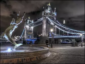 Tower Bridge, Anglia, Miasto nocą, Londyn