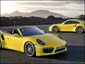Porsche, Turbo, Dwa, Góry, Żółte, 911