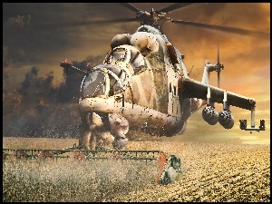 Mi-24, Pole, Żniwiarka, Trawy