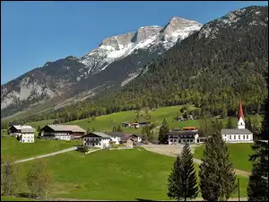 Łąki, Wioska, Tyrol, Steinberg, Lasy, Dolina