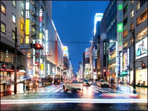 Ulica, Samochody, Japonia, Ludzie, Tokio, Budynki