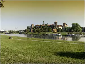 Rzeka Wisła, Polska, Wawel, Zamek Królewski na Wawelu, Kraków