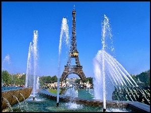 Paryż, Fontanna, Wieża, Eiffla