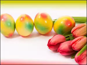 Wielkanoc, Kolorowe, Pisanki, Tulipany