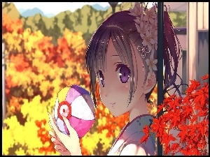 Kwiaty, Manga, Dziewczyna, Anime, Kula, Liście