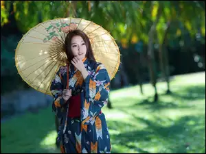 Parasolka, Japonka, Kimono