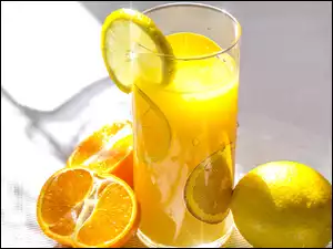 Szklanka, Sok, Pomarańcza, Pomarańczowy, Cytryna