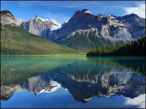 Odbicie, Kanada, Park Narodowy Yoho, Kolumbia Brytyjska, Jezioro Emerald Lake