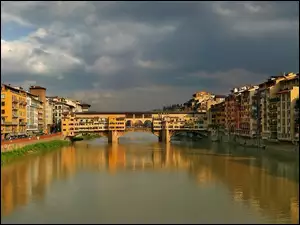 Odbicie, Florencja, Ponte Vecchio, Most, Rzeka