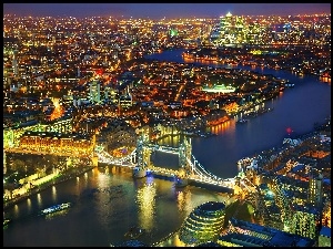 Londyn, Panorama, Anglia, Miasto Nocą
