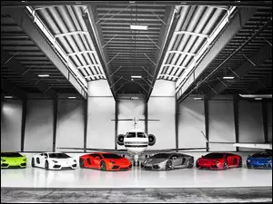 Lamborghini, Samolot, Aventador, Samochody