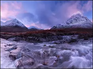 Rzeka, Góry, Szkocja, Kamienie, Rwąca, Zima