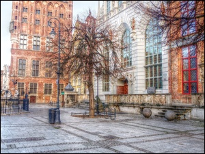 Plac, Kamienice, Gdańsk, HDR, Stare Miasto, Zabytkowe