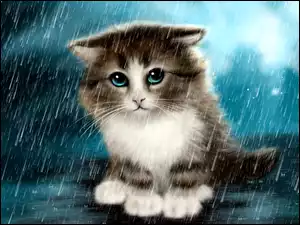 Deszcz, Fantasy, Kot