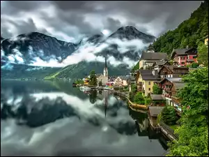 Góry, Austria, jezioro, Hallstatt