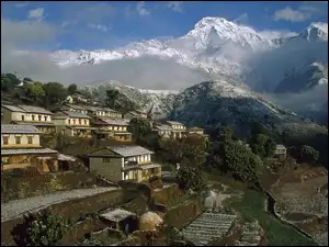 Góry, Nepal, Miasteczko, Ghrung, Domy