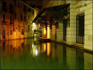 Domy, Miasto nocą, Woda, Wenecja