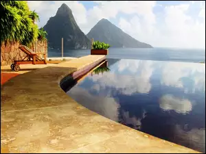 Morze, Saint Lucia, Pomost, Karaiby, Basen, Góry