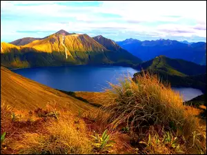 Fiordland, Góry, Park, Nowa Zelandia, Narodowy, Jezioro