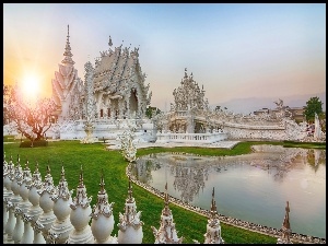 Staw, Tajlandia, Świątynia, Wschód Słońca, Buddyjska