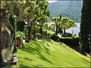 Park, Włochy, Góry, Jezioro Como