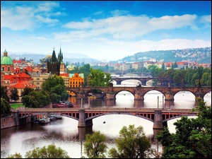 Rzeka, Czechy, Miasto, Praga, Mosty