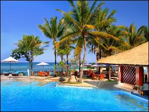 Bali, Hotel, Palmy, Morze, Basen