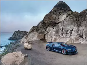 Skały, Bugatti Chiron, Kamienie, Morze