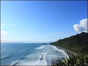 Morze, Wybrzeże, Góry, Nowa Zelandia